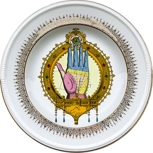 Image of Palmistry HANDS DUO - 2 Vintage French Porcelain plates - #0721