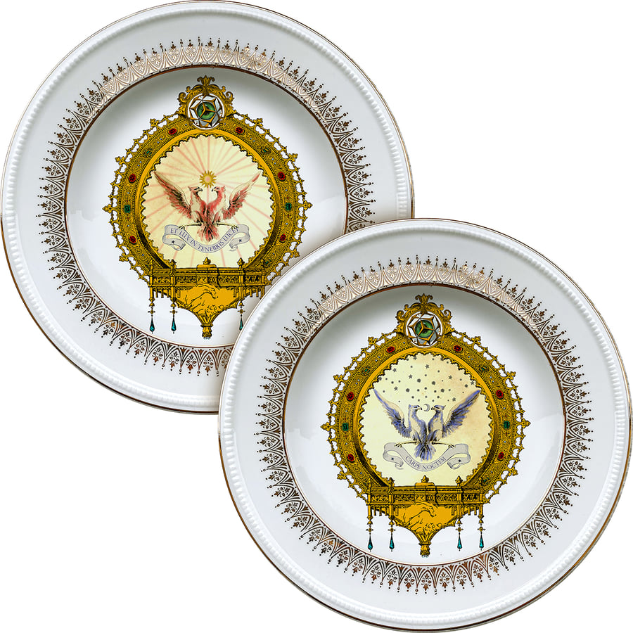 Image of DAY & NIGHT DUO - 2 Vintage French Porceain plates - #0721