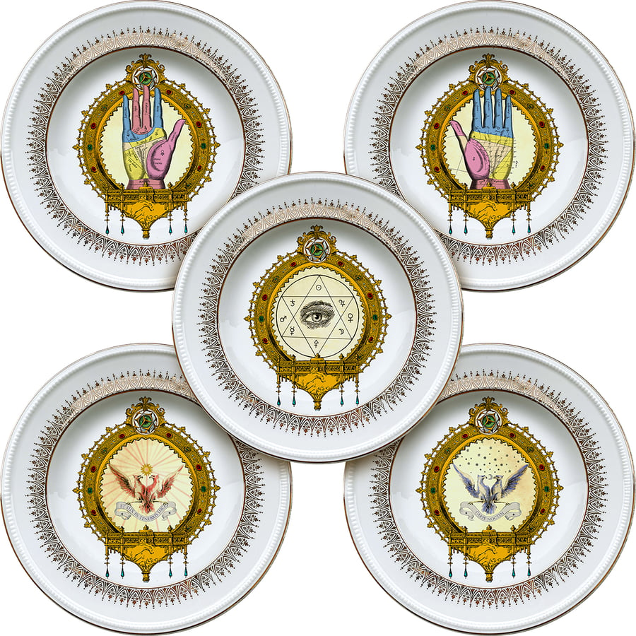 Image of The Magnificent FIVE - 5 vintage French Porcelain plates - #0721
