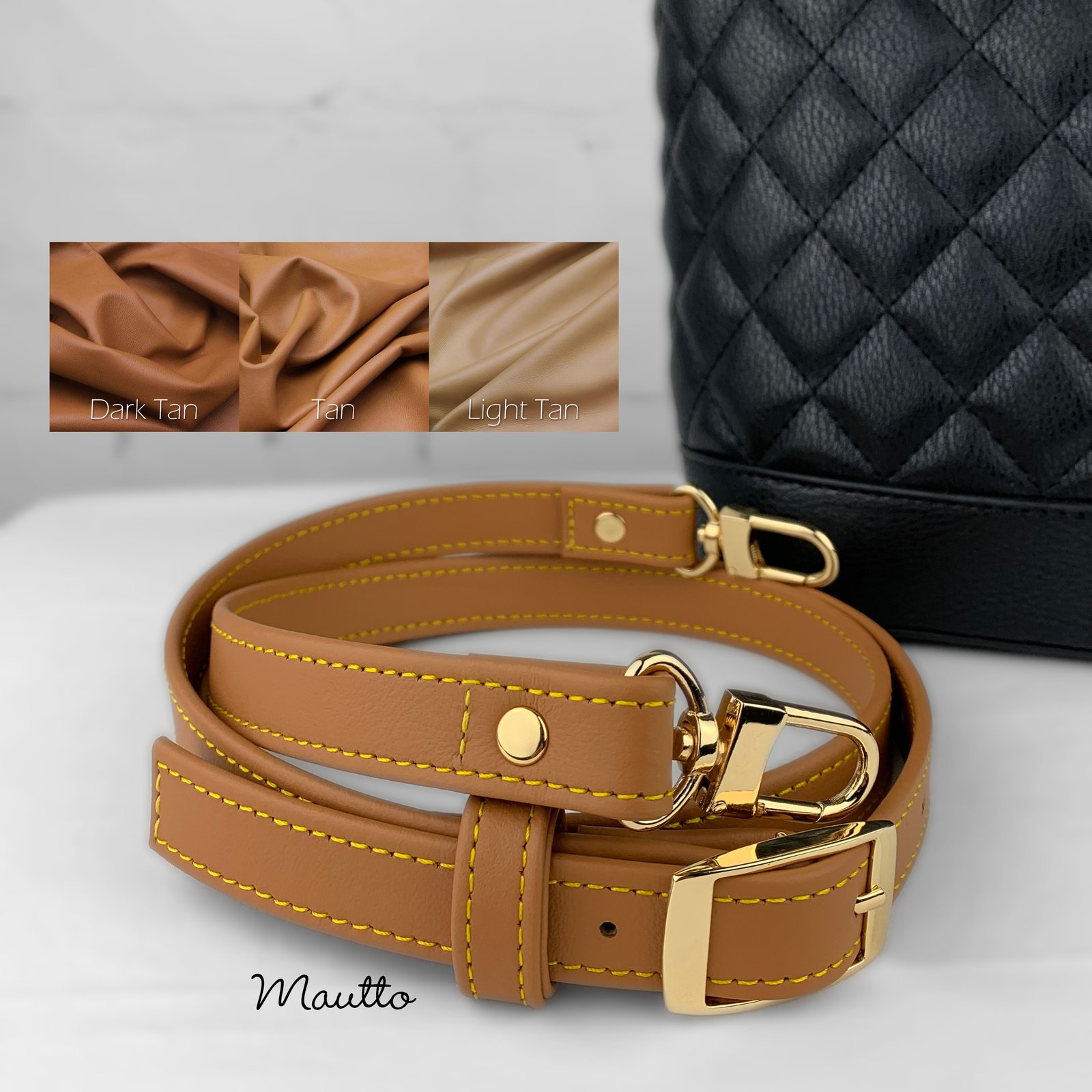 tan leather bag strap