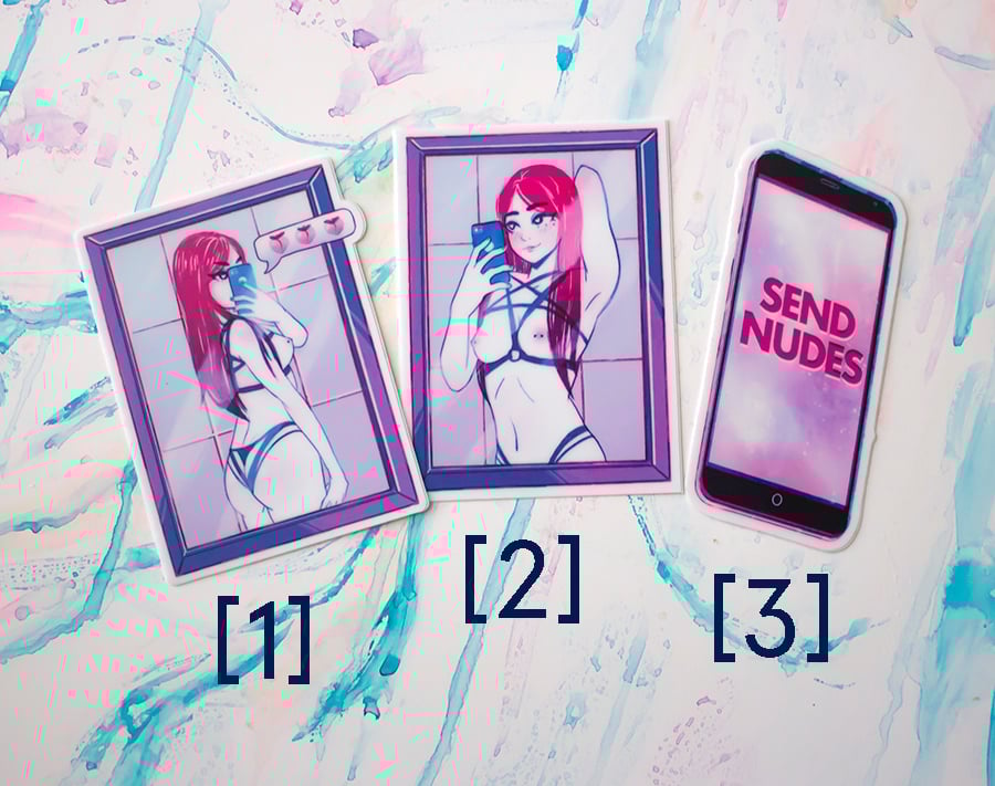 2 color Risograph zine + sticker set: Send Nudes