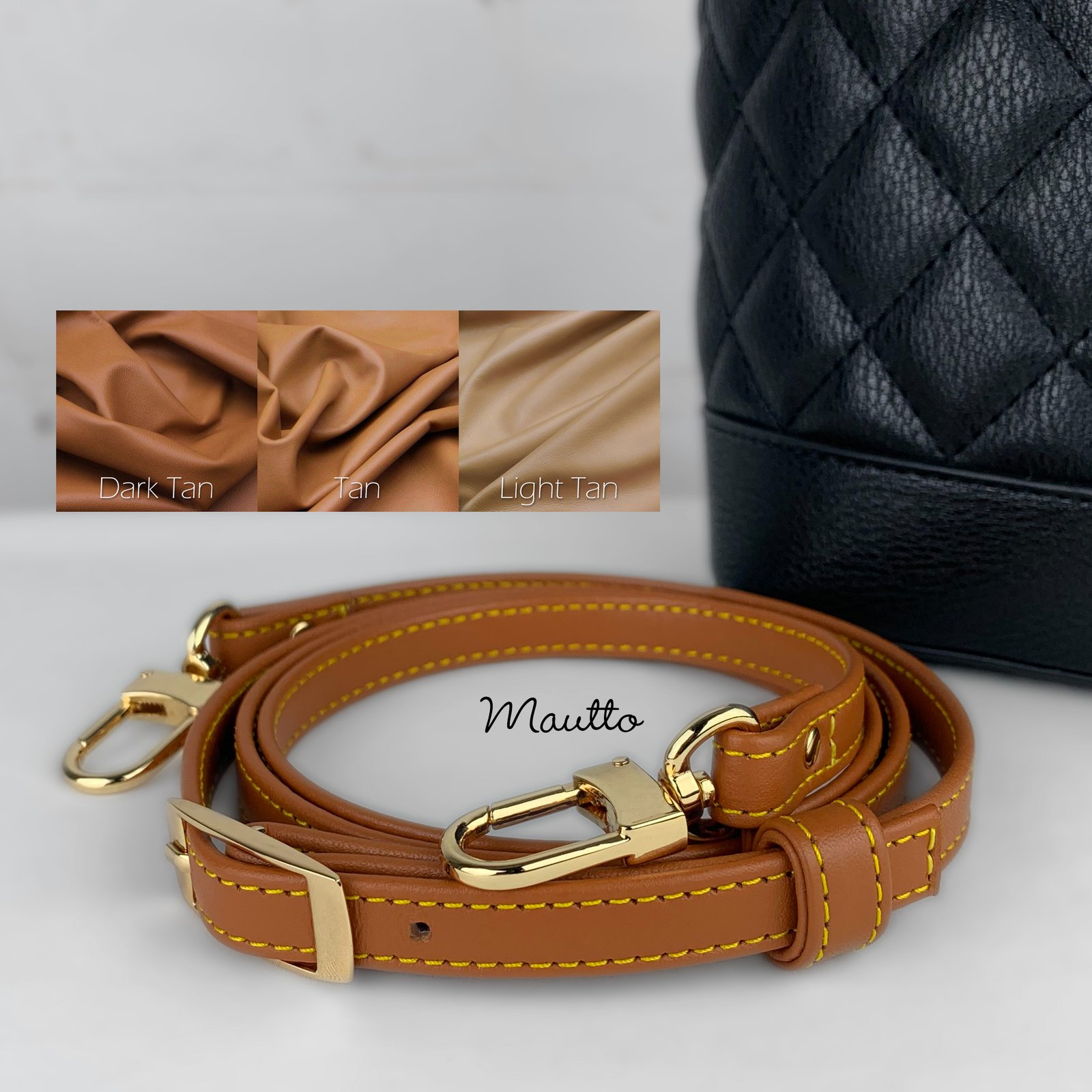 Dark Tan Leather Strap with Yellow Stitching for Louis Vuitton, Coach &  More - .75 Standard Width, Replacement Purse Straps & Handbag Accessories  - Leather, Chain & more