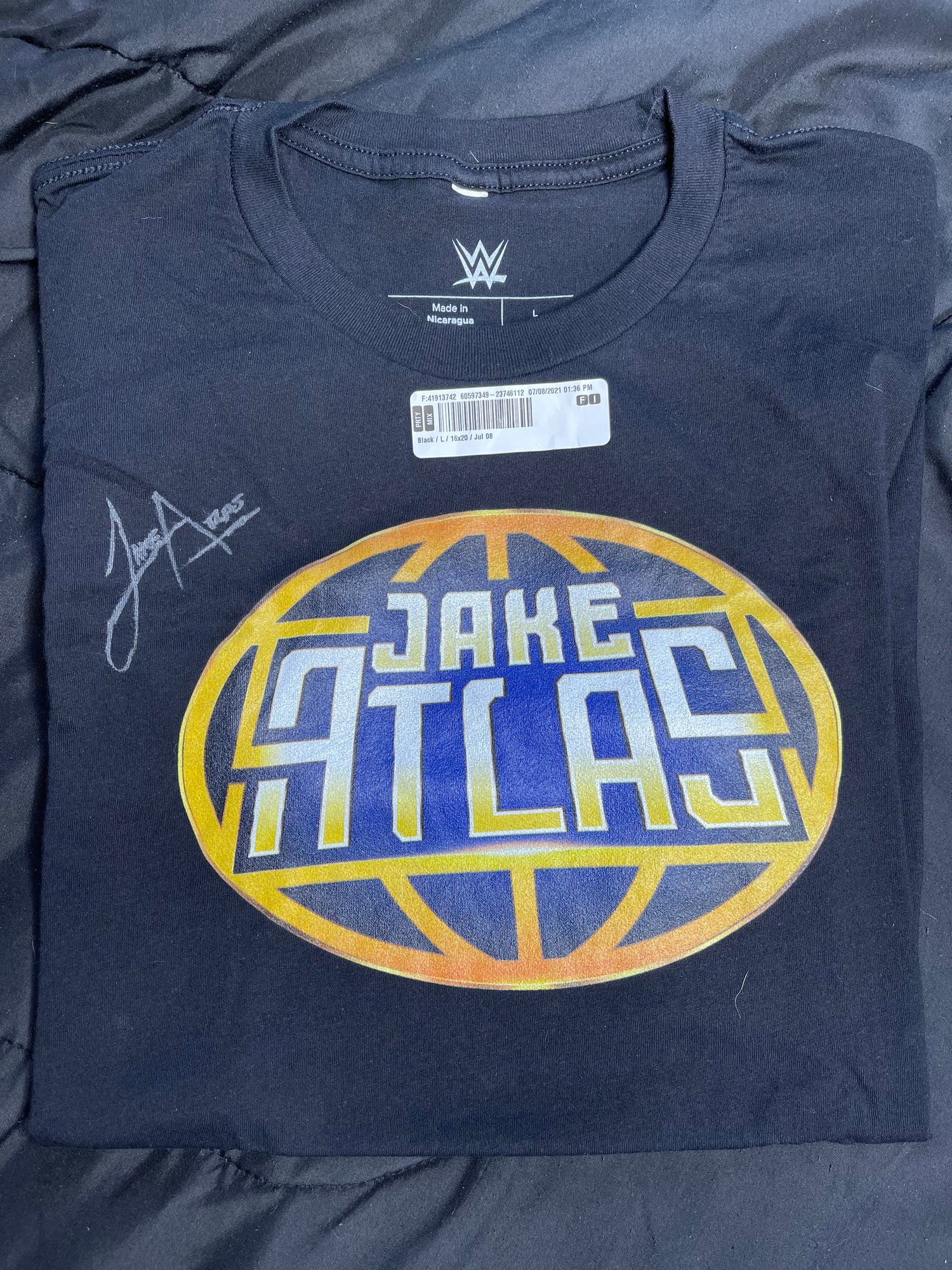 BLACK - EXCLUSIVE 'Jake Atlas' SIGNED Authentic WWE Tee