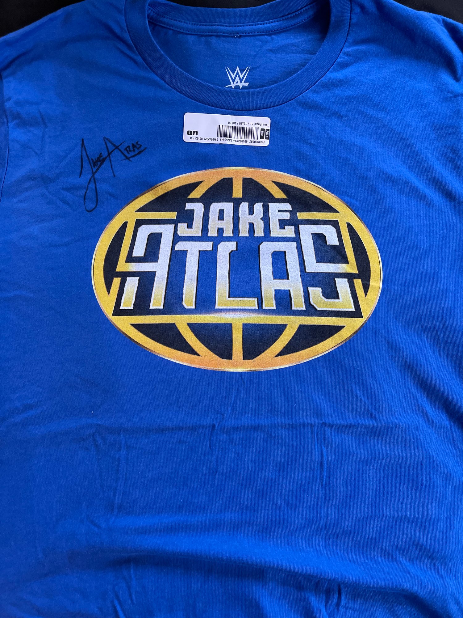 BLUE - EXCLUSIVE 'Jake Atlas' SIGNED Authentic WWE Tee