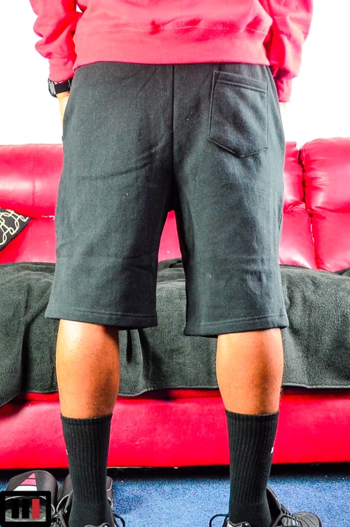 Image of Black " Tri logo " Fleece shorts