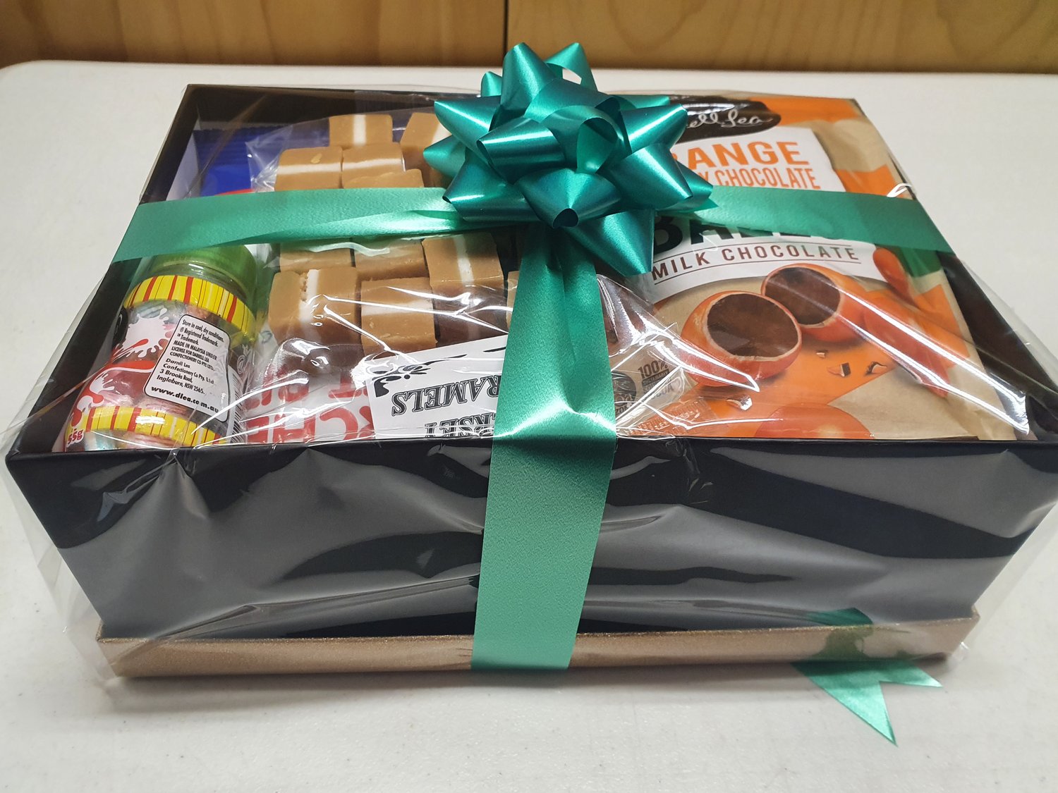 Image of Gift Box Wrapped in Cellophane and Ribbon Australia wide Shipping