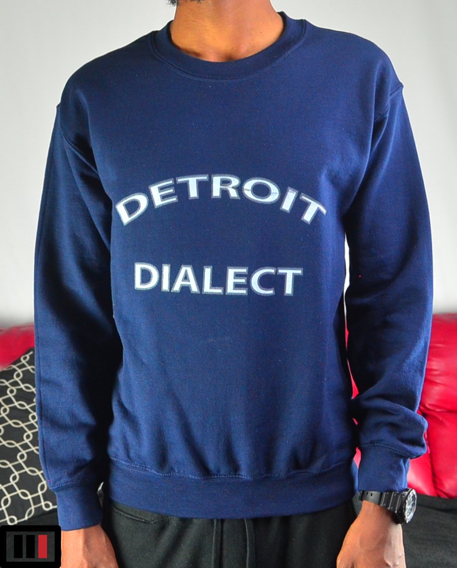 Image of "Detroit Dialect" Sweatshirt Navy blue (white , grey )