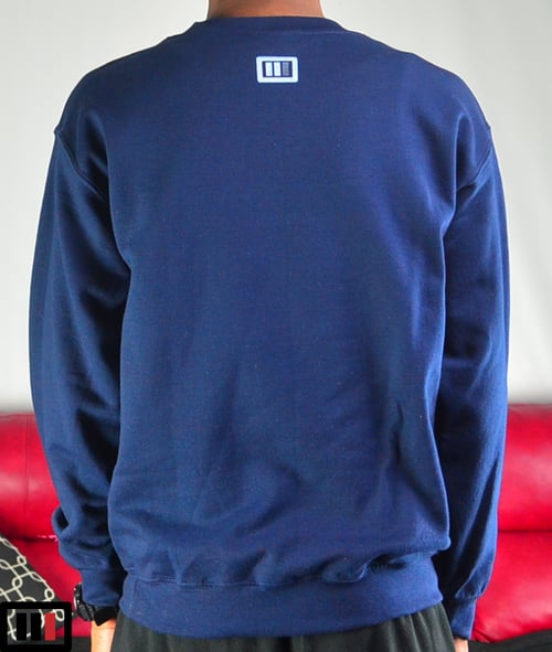 Image of "Detroit Dialect" Sweatshirt Navy blue (white , grey )