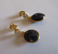 Image 2 of Kate Middleton Duchess of Cambridge Inspired Replikate Yellow Gold Natural Sapphire Drop Earrings