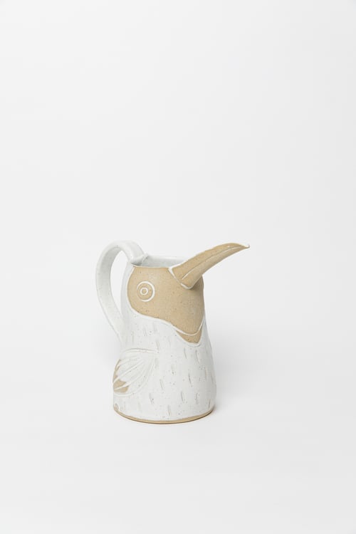 Image of Large Family size Matte White Speckled Toucan Pitcher 