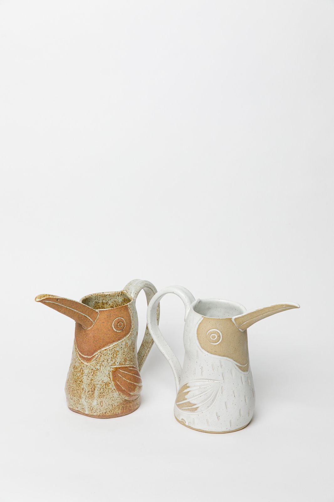 Large Family size Matte White Speckled Toucan Pitcher | Knotwork LA