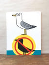 Rebel Gull - print on wood panel