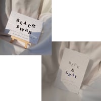 B grade black swan/ blue and gray prints 