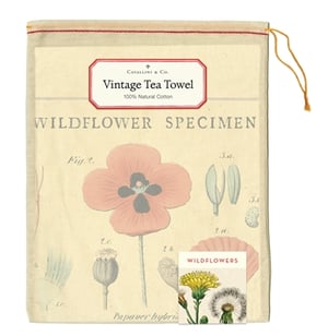 Image of Wildflowers Print Cotton Tea Towel - Cavallini Collection