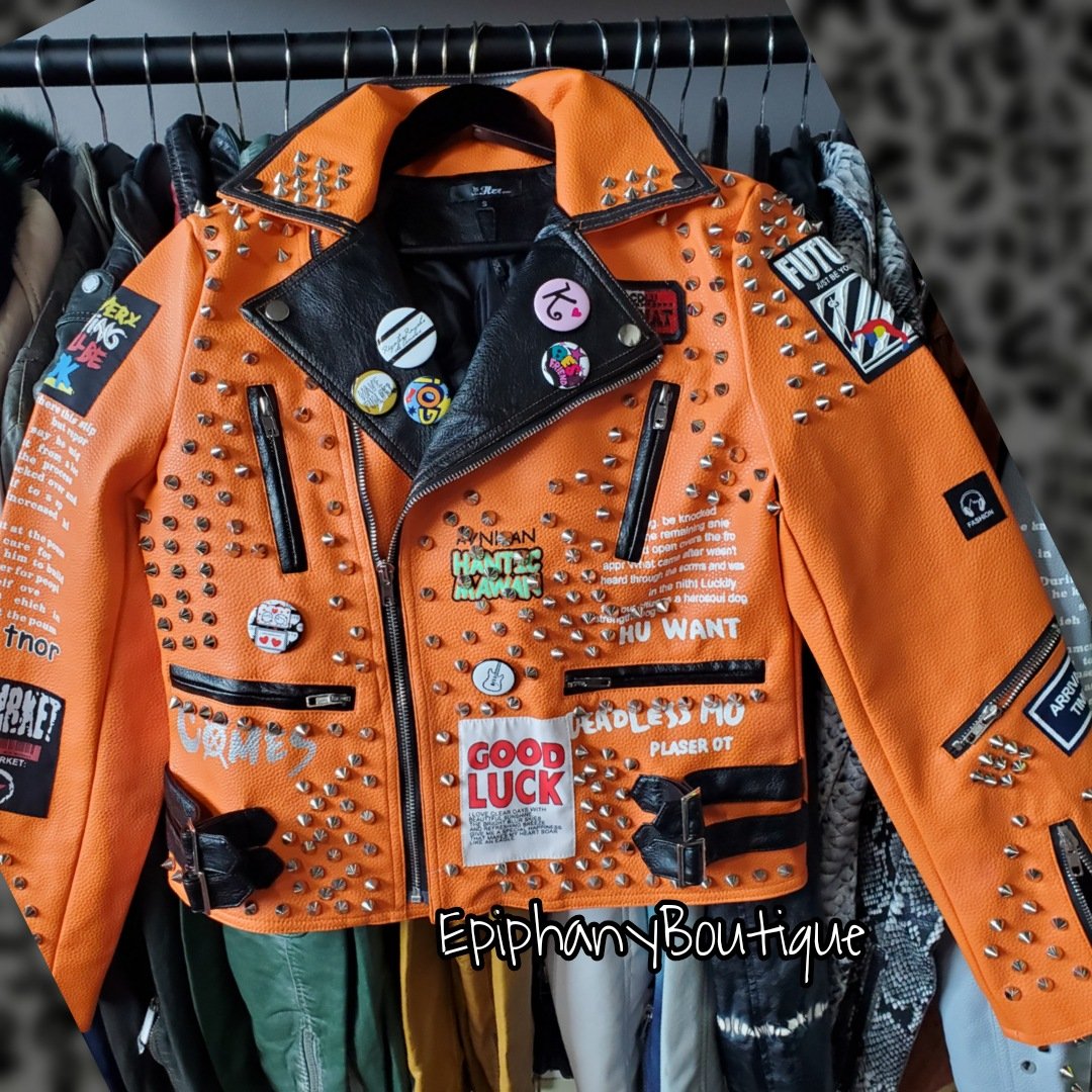 Image of The Good Intention Biker Jacket-Orange