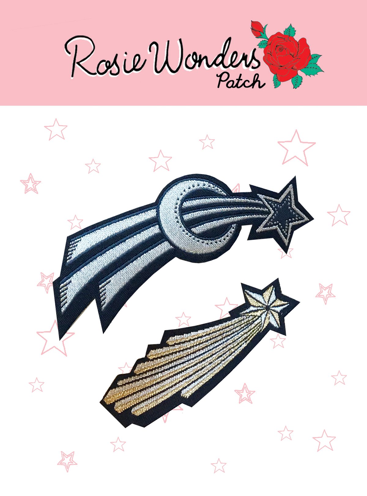 Shooting Star Iron on Patch - Pack of 2