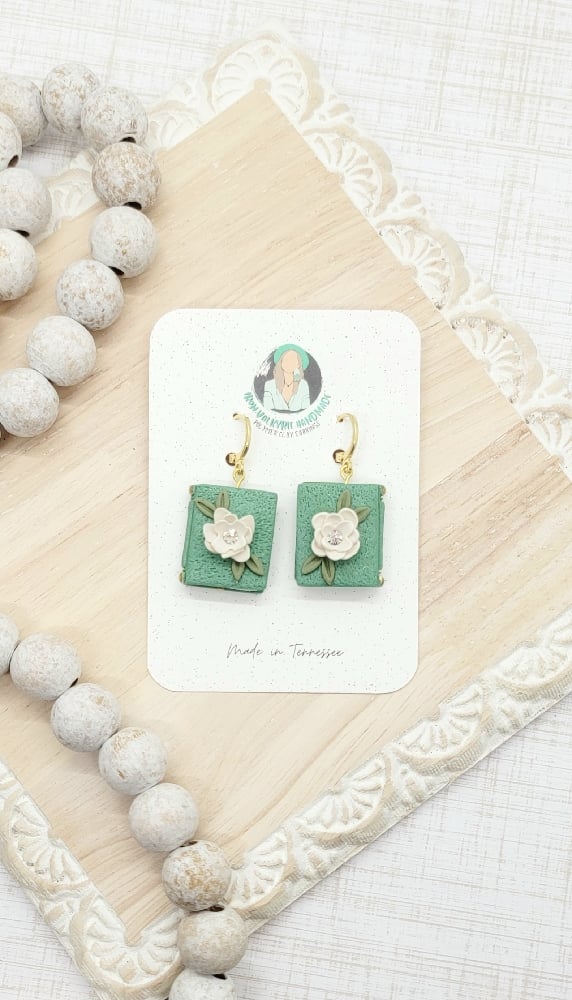 Image of Floral Book Dangles in Sage
