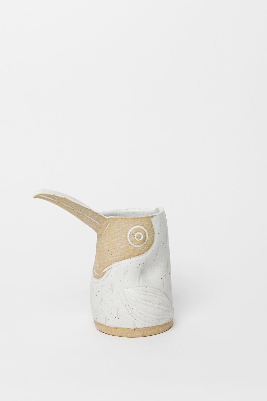 Medium Matte White Satin Handleless Toucan Pitcher | Knotwork LA
