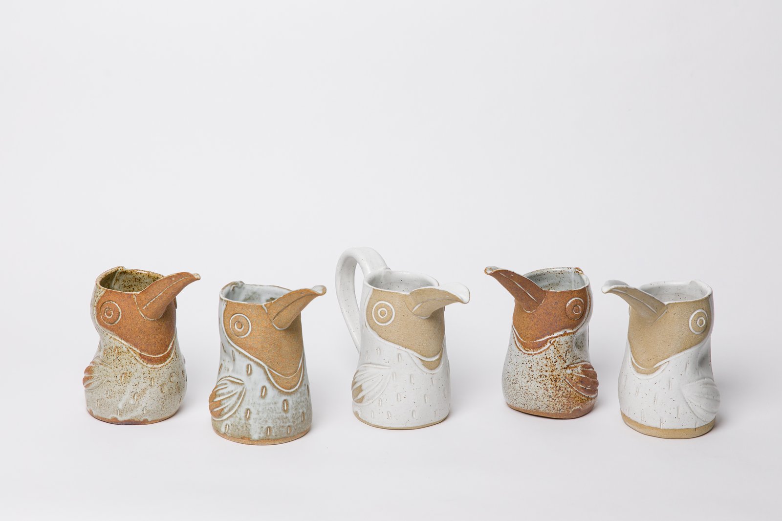 Medium Matte White Satin Handleless Toucan Pitcher | Knotwork LA