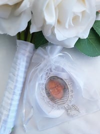 Image 4 of Personalised Large Bridal Bouquet Photo Memory Charm, Double sided wedding charm 