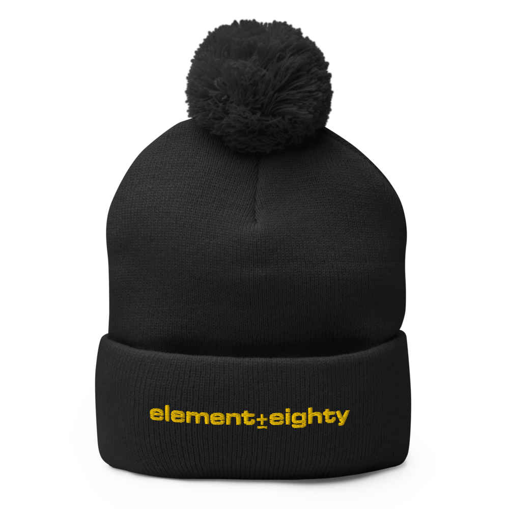 Element Eighty Gold Logo Pom-Pom Beanie