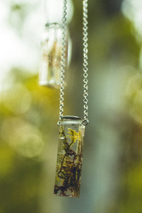 Image of Rectangular Moss Specimen Necklace