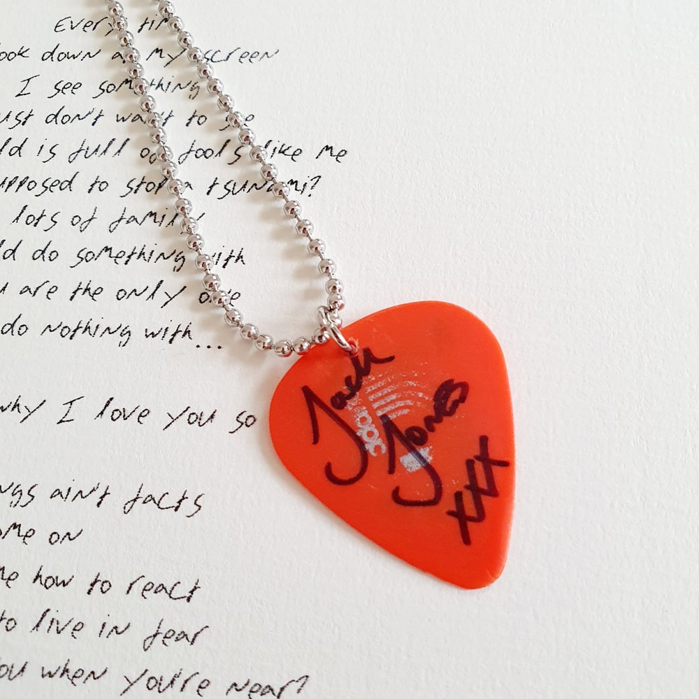 TRAMPOLENE signed used plectrum necklace