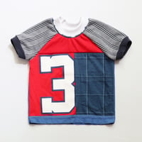 Image 1 of pocket blue red three 3T patchwork mix birthday 3 3rd third bday sleeve short tee top shirt boys