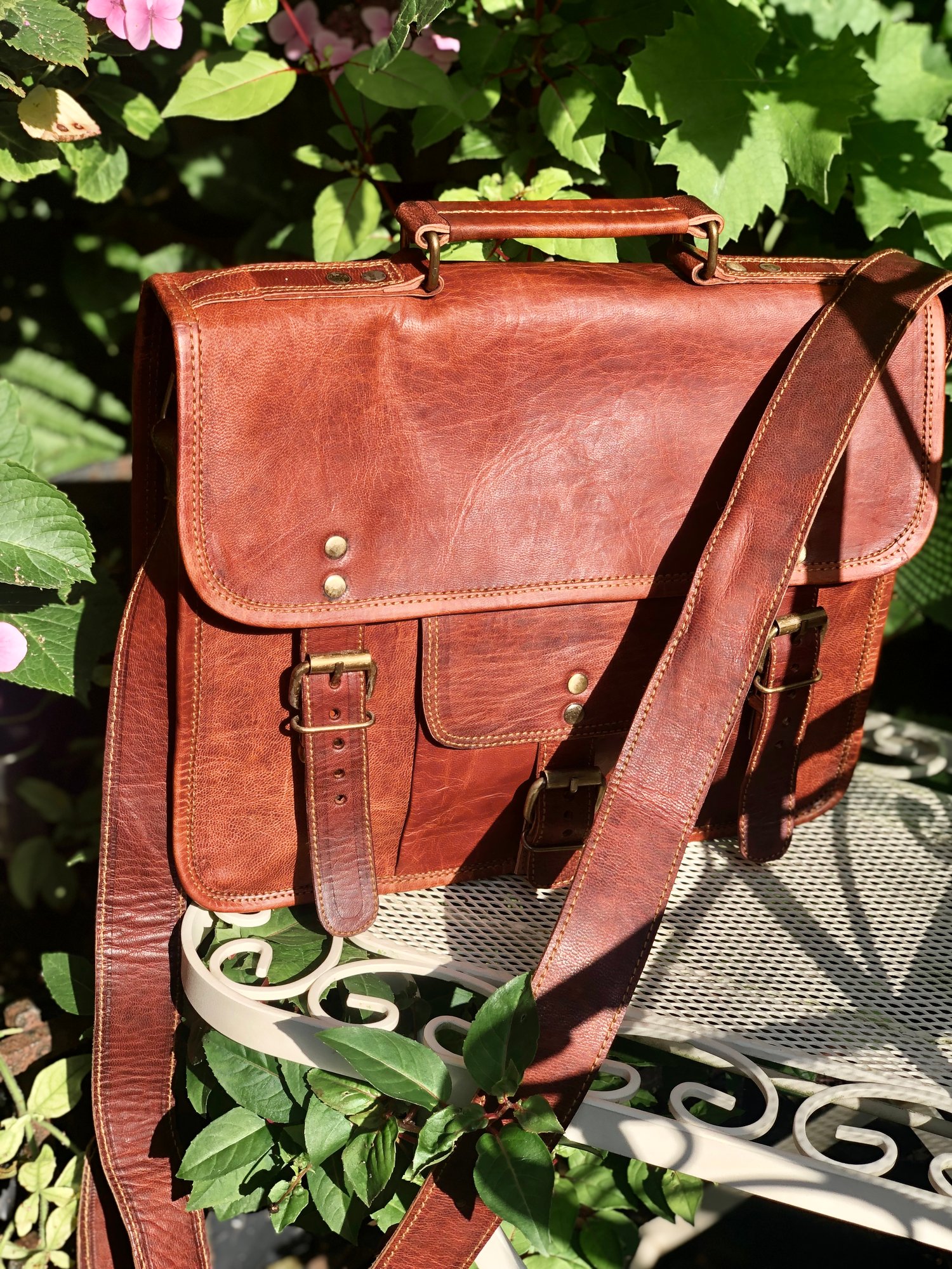 Image of 13”x10” - A4 Size Handmade Leather Unisex Satchel with Handle #3