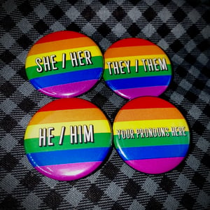 Pronoun Button - Rainbow Pride Flag - 1.25"