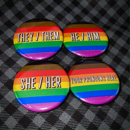 Pronoun Button - Philadelphia Pride Flag - 1.25