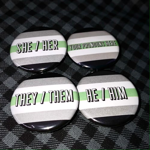 Pronoun Button Agender Pride Flag 1 25 Button Button Custom Buttons More