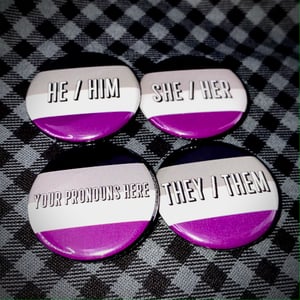 Pronoun Button -  Asexual Pride Flag - 1.25"