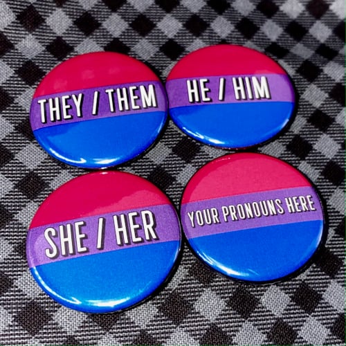 Pronoun Button - Bisexual Pride Flag - 1.25"