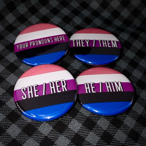 Pronoun Button - Genderfluid Pride Flag - 1.25" | Button Button Custom ...