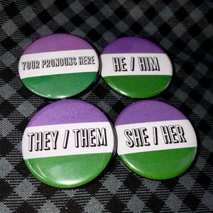 Pronoun Button -  Genderqueer Pride Flag - 1.25"