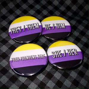 Pronoun Button - Nonbinary Pride Flag - 1.25"