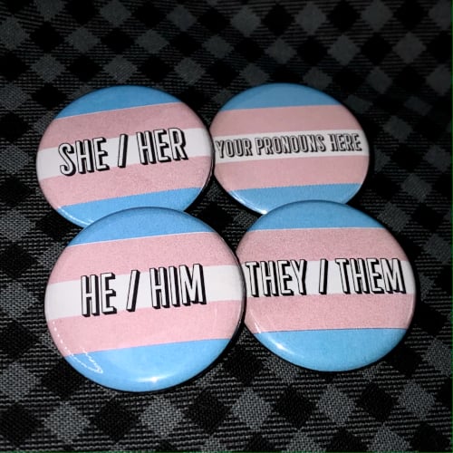 Pronoun Button - Transgender Pride Flag - 1.25"