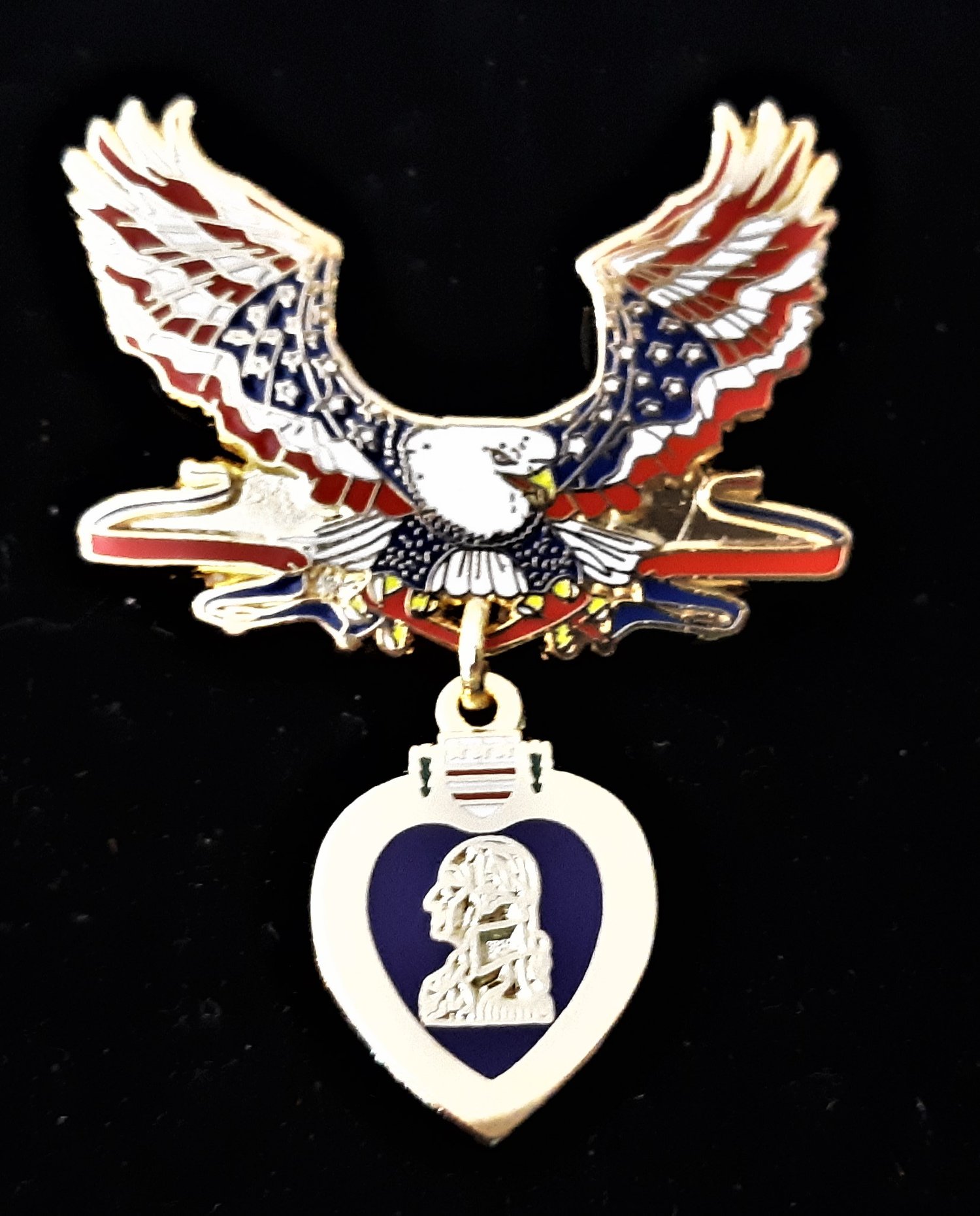 Image of Purple Heart Patriotic Eagle Pin