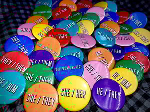 Pronoun Button - Solid Color Background - 1.25"