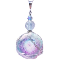 Image 3 of Dichroic Aura Stalactite Slice Solar Quartz Pendant