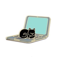 Image 1 of CAT ON LAPTOP PIN