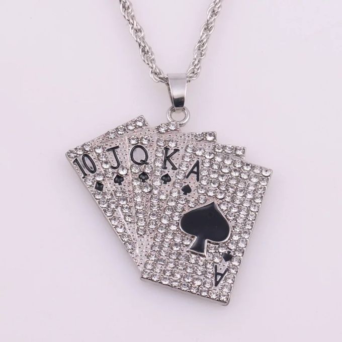 Image of Collier Carte à jouer inoxydable Bijoux Hip Hop pour hommes