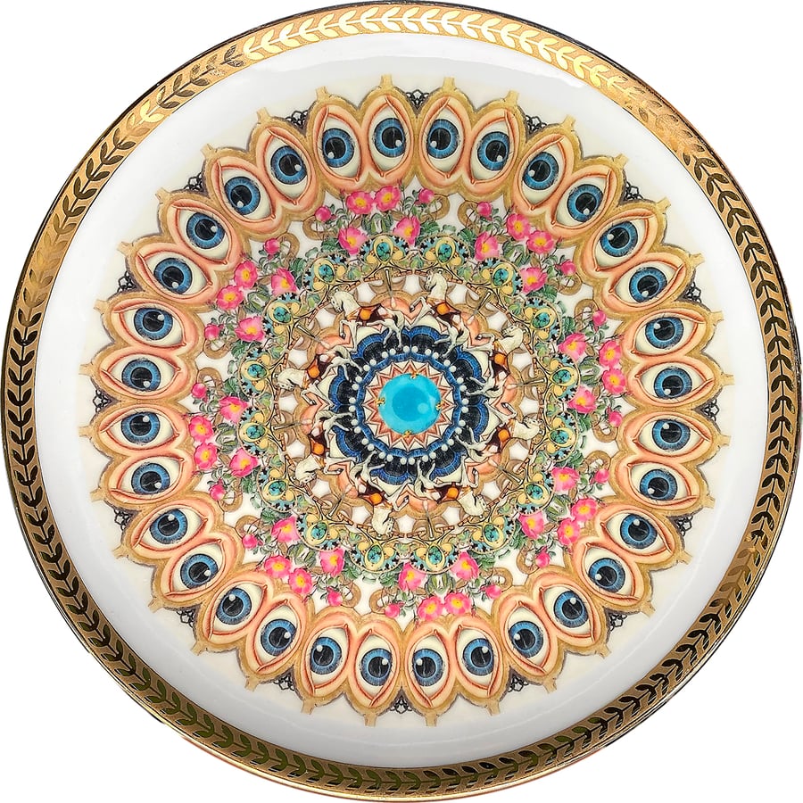 Image of Kaleidoscope C - Vintage German porcelain plate - UNIQUE PIECE - #0771