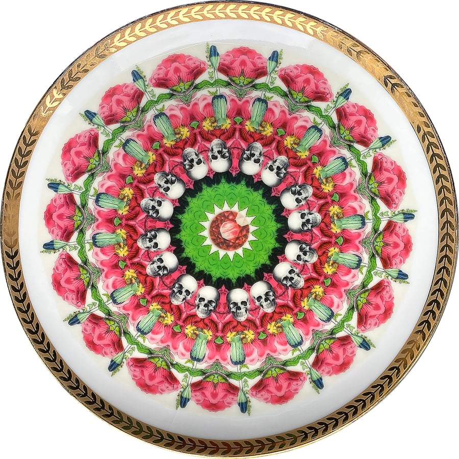 Image of Kaleidoscope E - Vintage German porcelain plate - UNIQUE PIECE - #0771