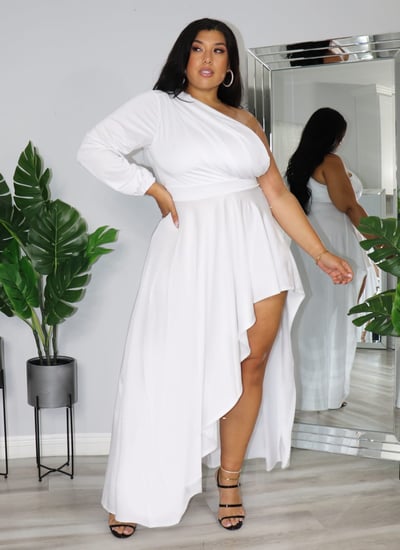 Image of Plus Size Hi Lo Maxi Dress (White) 