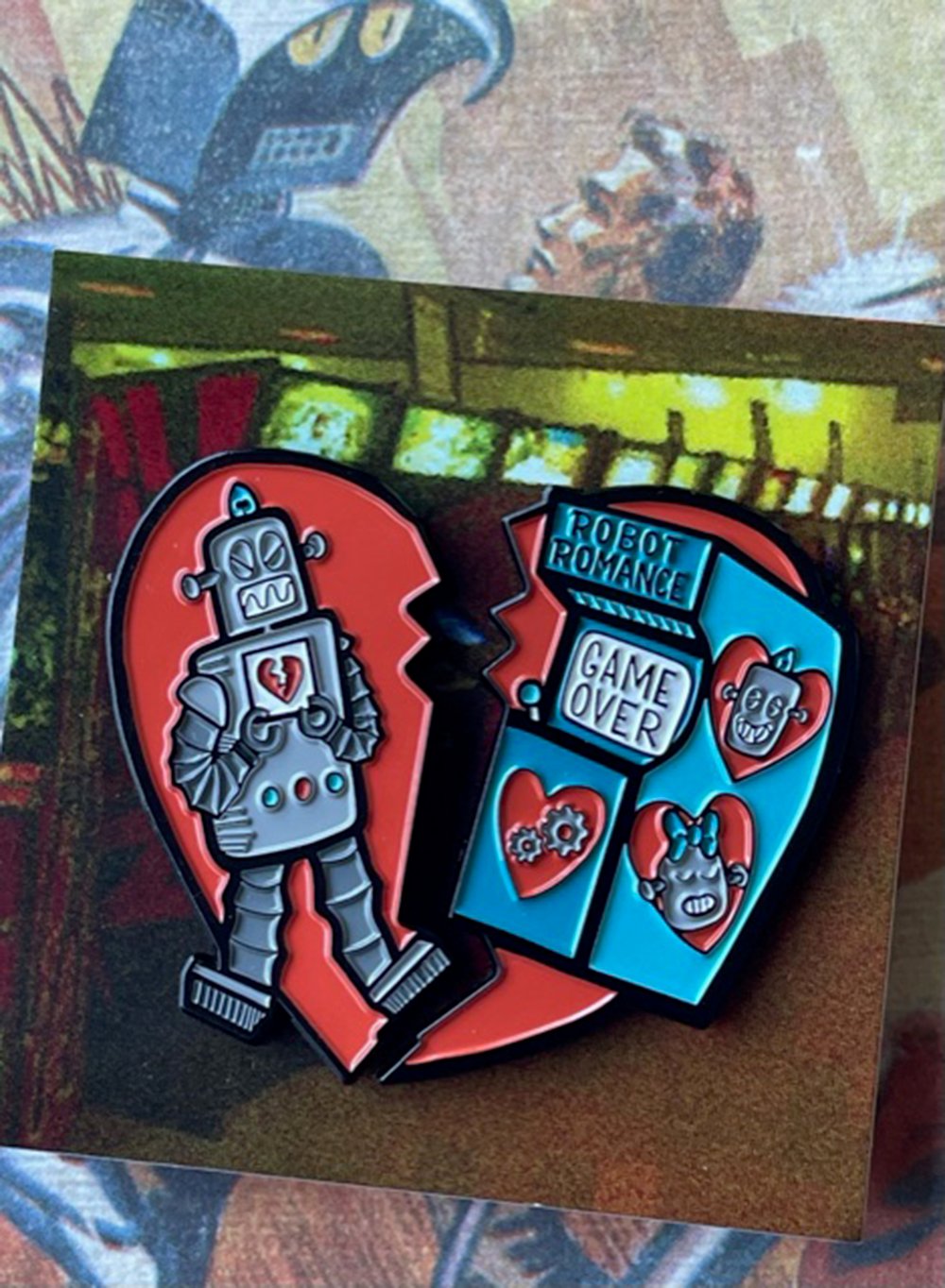 Robot Romance 2-piece 2" Enamel Pin Set! Limited Edition & Hand Numbered