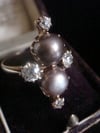 EDWARDIAN 18CT YELLOW GOLD LARGE NATURAL PEARL & OLD CUT DIAMOND CLUSTER RING