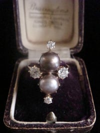 Image 2 of EDWARDIAN 18CT YELLOW GOLD LARGE NATURAL PEARL & OLD CUT DIAMOND CLUSTER RING