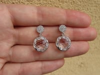 Image 3 of Kate Middleton Duchess of Cambridge Inspired Replikate Sparkly Clear Faceted Glass Drop Earrings